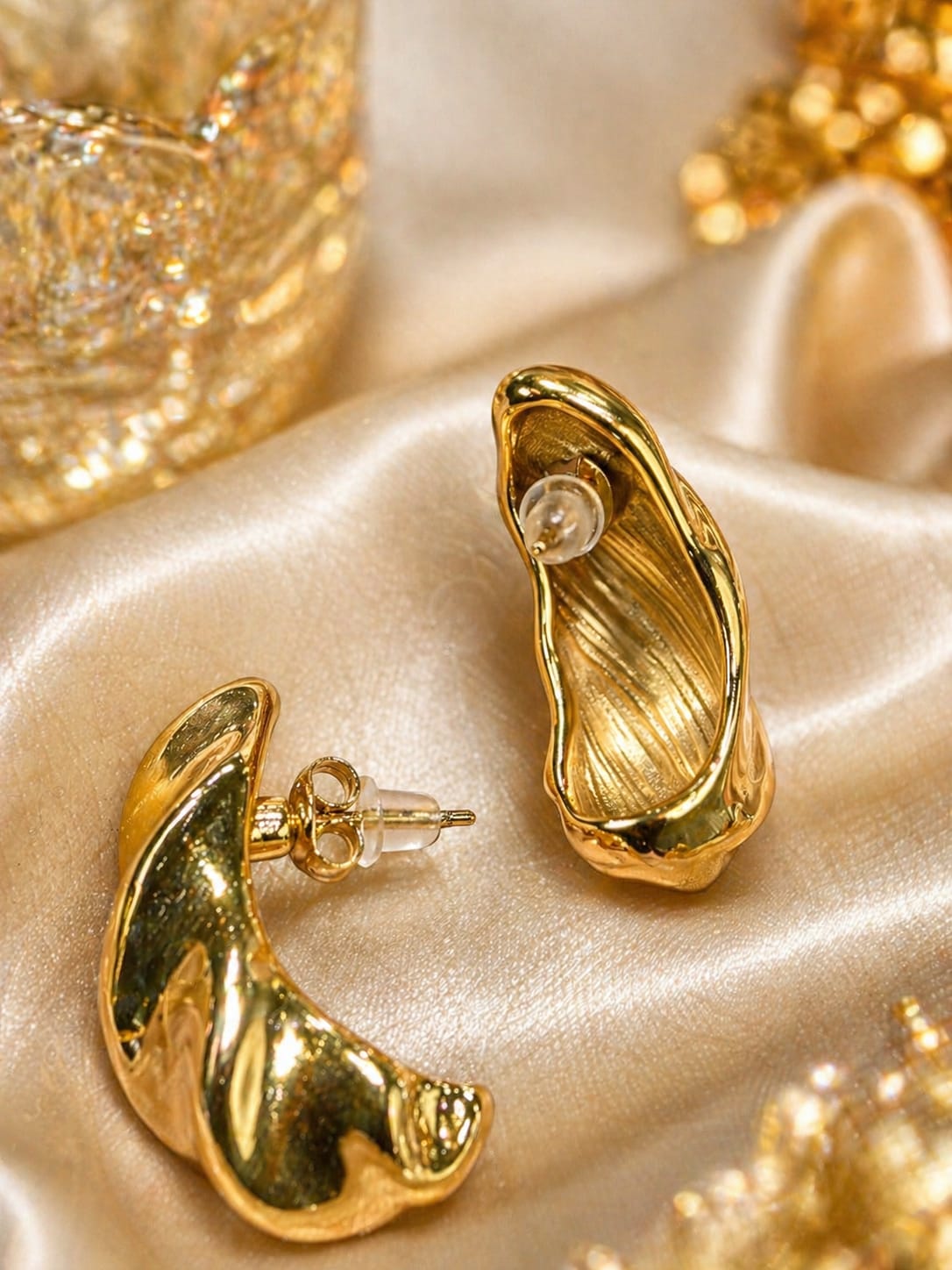 Sculpted Gold Anti-Tarnish Statement Earrings