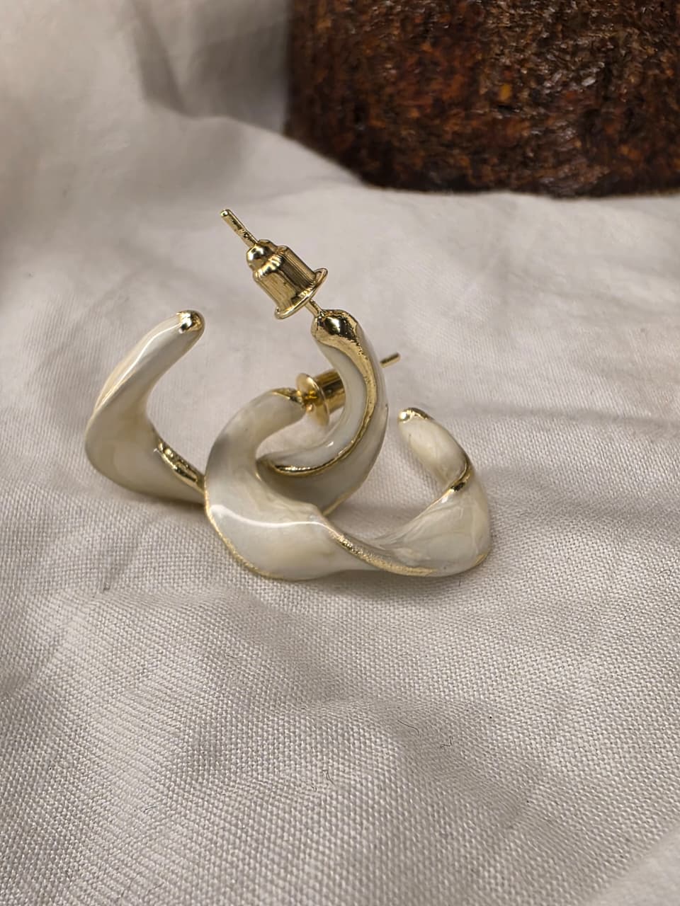 Korean Style Twisted Enamel Hoop Earrings