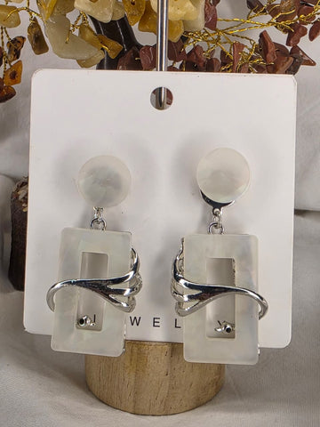 White and Silver-Toned Gia Earrings