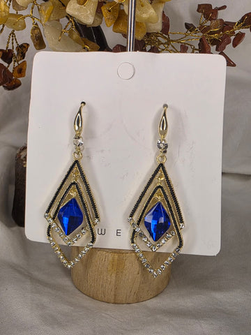 Blue Stone Party Wear Western Drop Earrings