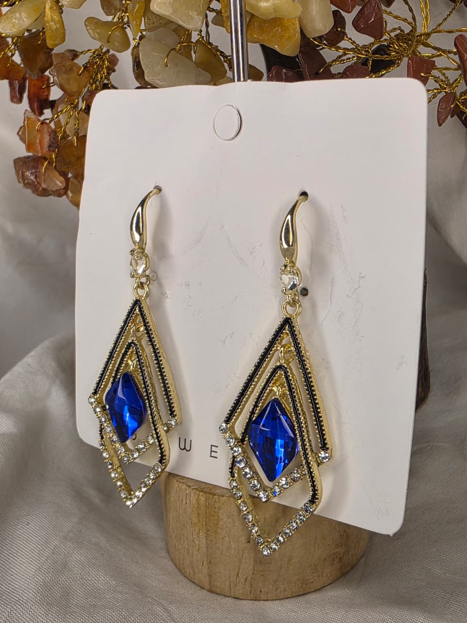 Blue Stone Party Wear Western Drop Earrings