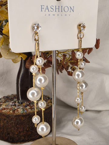 Gold-Plated Long Dangler Statement Earrings