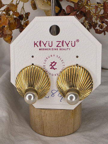 Gold-Plated Pearl Stud Earrings