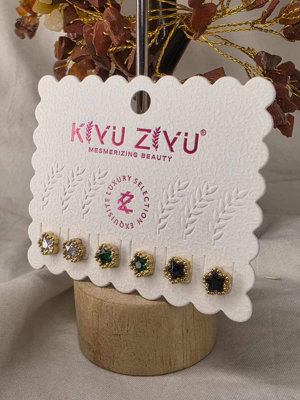 Kiyu Ziyu Pure Anti Tarnish Stud Earrings Combo