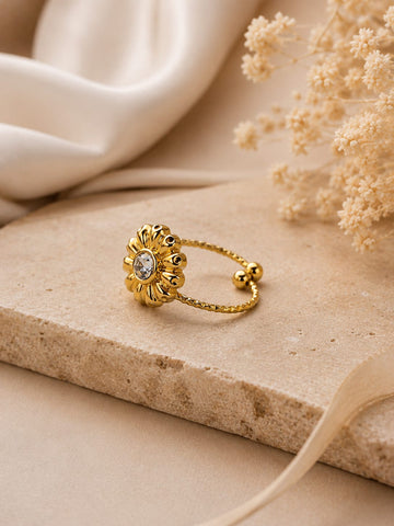 Gold-Plated Floral Finger Rings