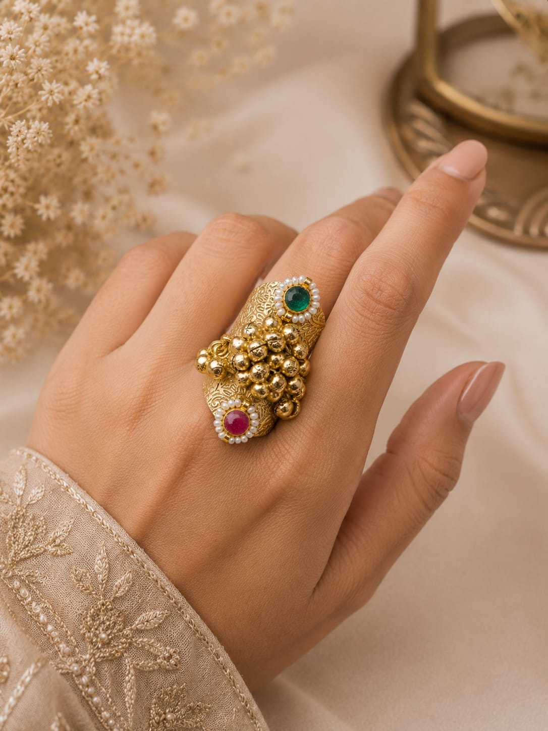 Jyona Rajwadi Look Gold Plated Finger Rings