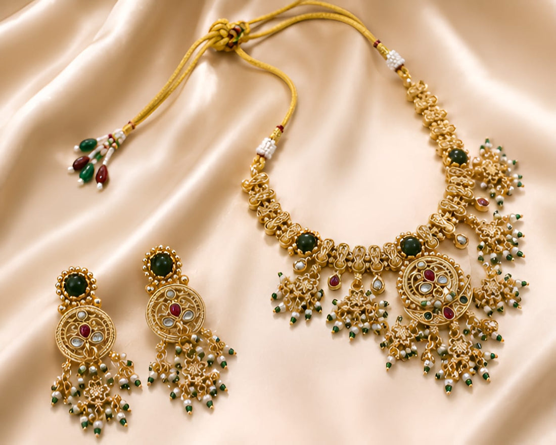 kundan necklace with earrings