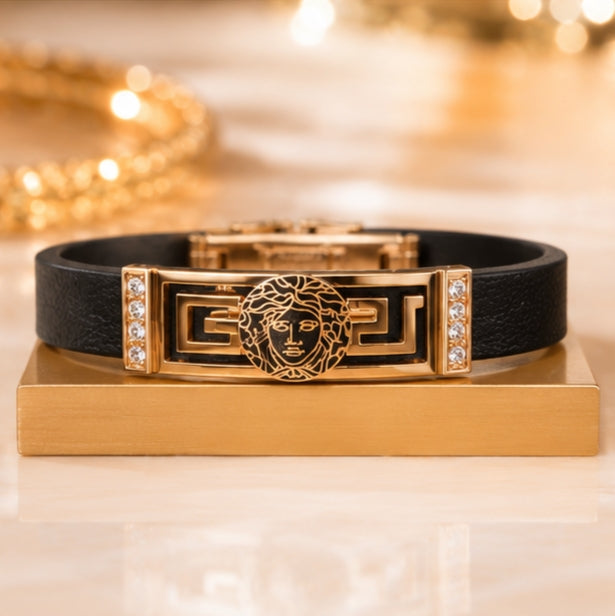 medusa leather bracelet for men's